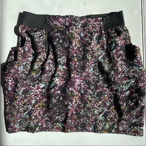 FOREVER 21 Black Purple Teal Green Pattern Skirt Medium NWOT